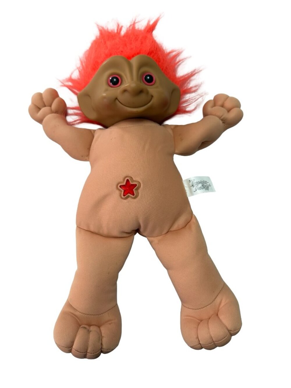 1991 Treasure Troll Teen Plush Doll Red Neon Hair Star Wishstone Belly Ace Novel